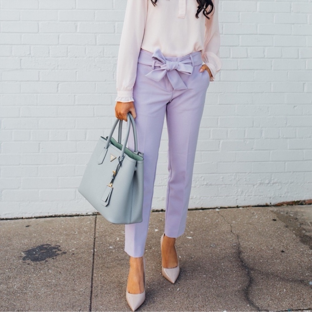 LOFT Marisa Slim Tie Waist Ankle Pant Dress Pants Lavender Purple Size 12